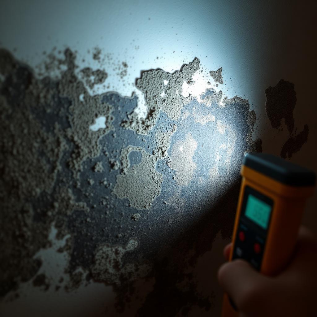 Hidden mold inspection with moisture meter
